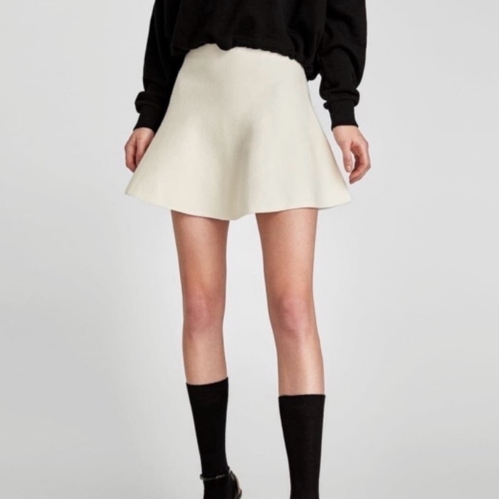 Zara Cream Mini Skater Skirt